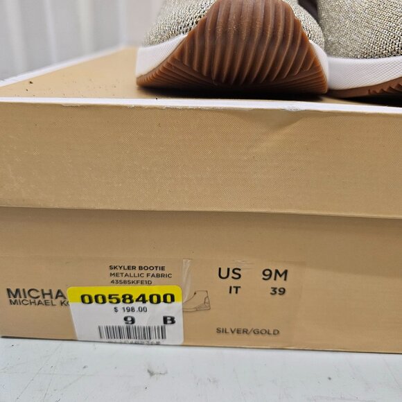 Michael Kors Skyler Bootie Metallic Fabric Sneakers US 9M Silver/Gold - Picture 10 of 11